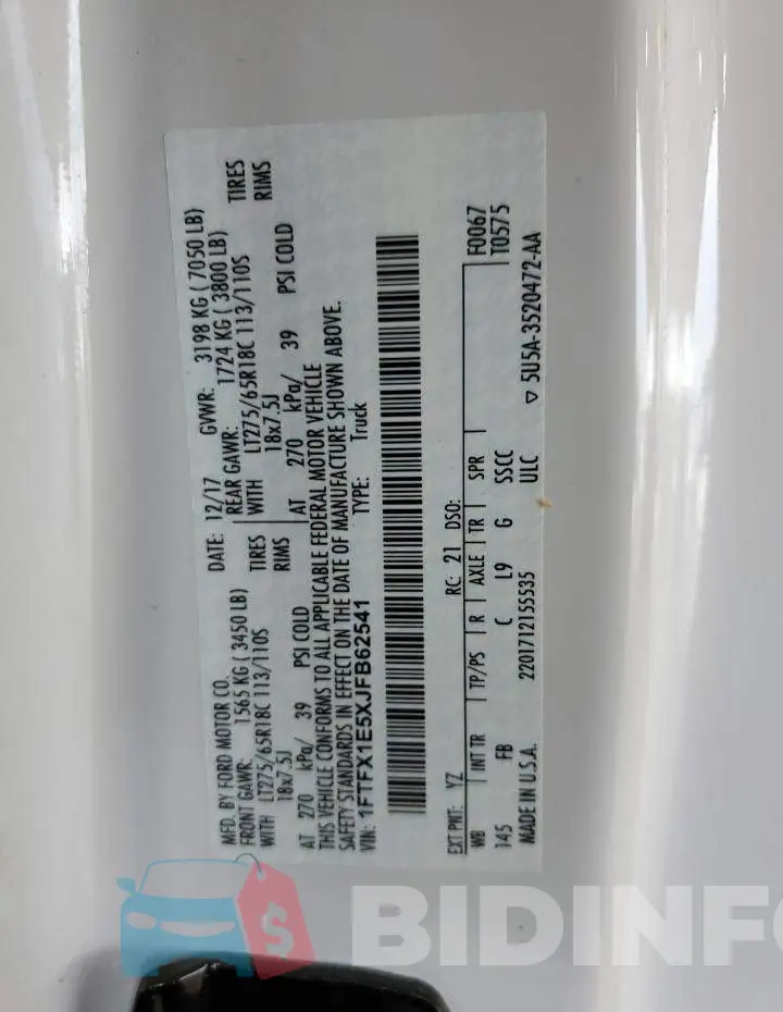 1FTFX1E5XJFB62541 Photo# 12