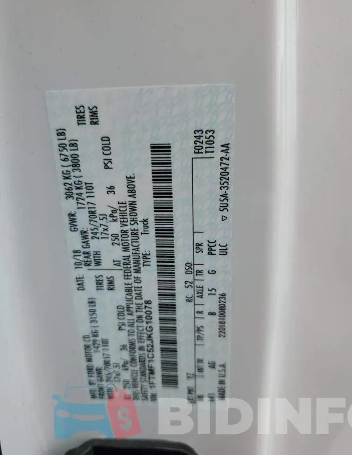 1FTMF1C52JKG10078 Photo# 14