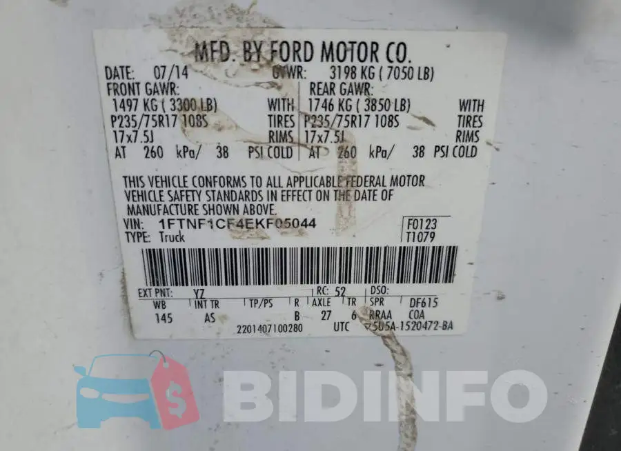 1FTNF1CF4EKF05044 Photo# 12