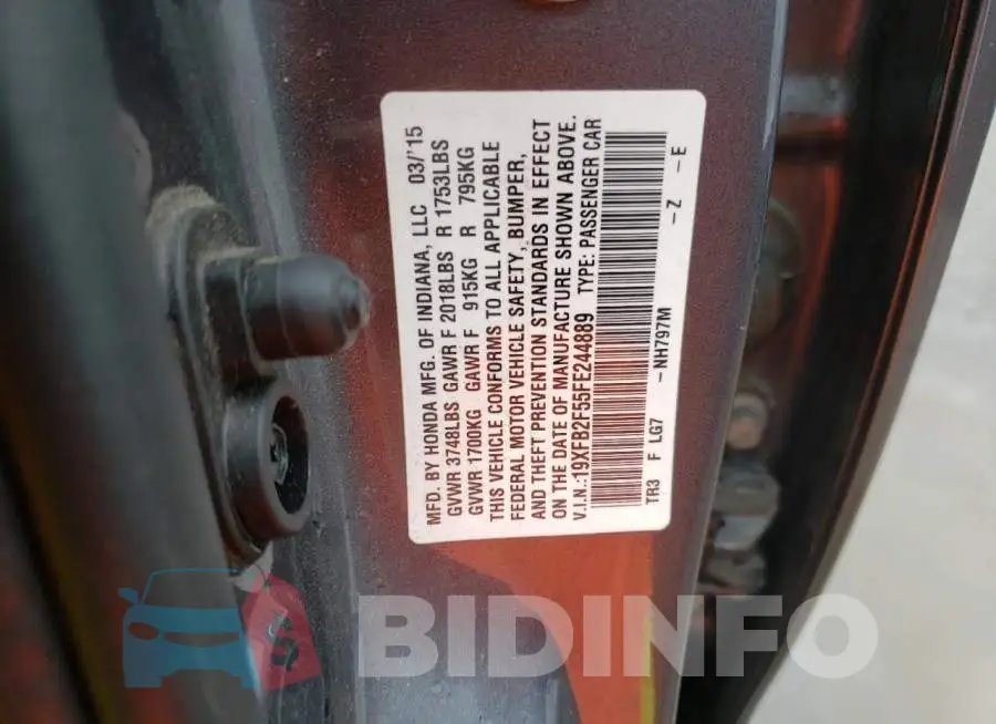 19XFB2F55FE244889 Photo# 12