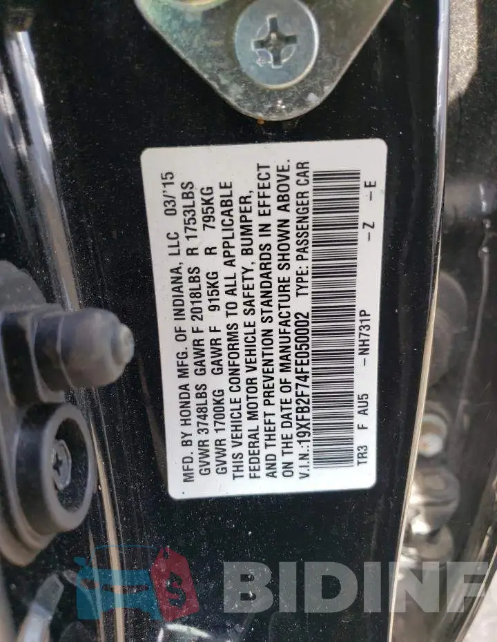 19XFB2F74FE050002 Photo# 12
