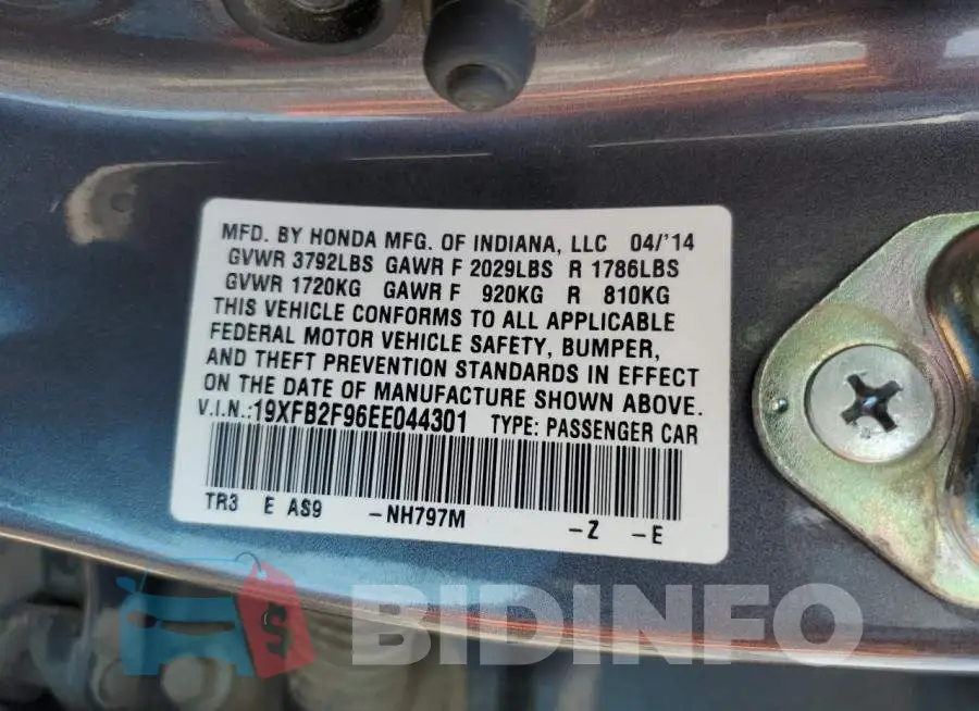 19XFB2F96EE044301 Photo# 12