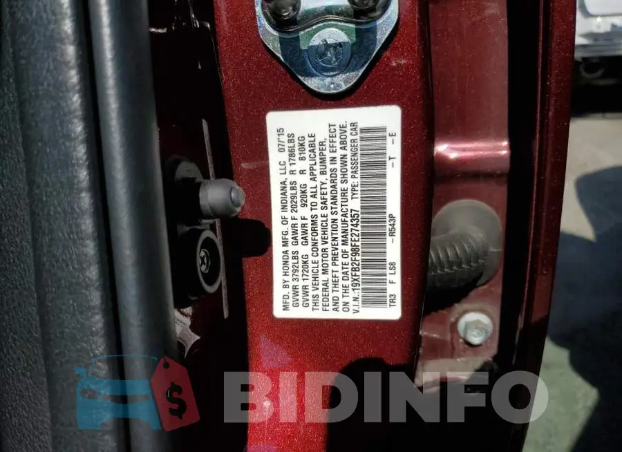 19XFB2F98FE274357 Photo# 12