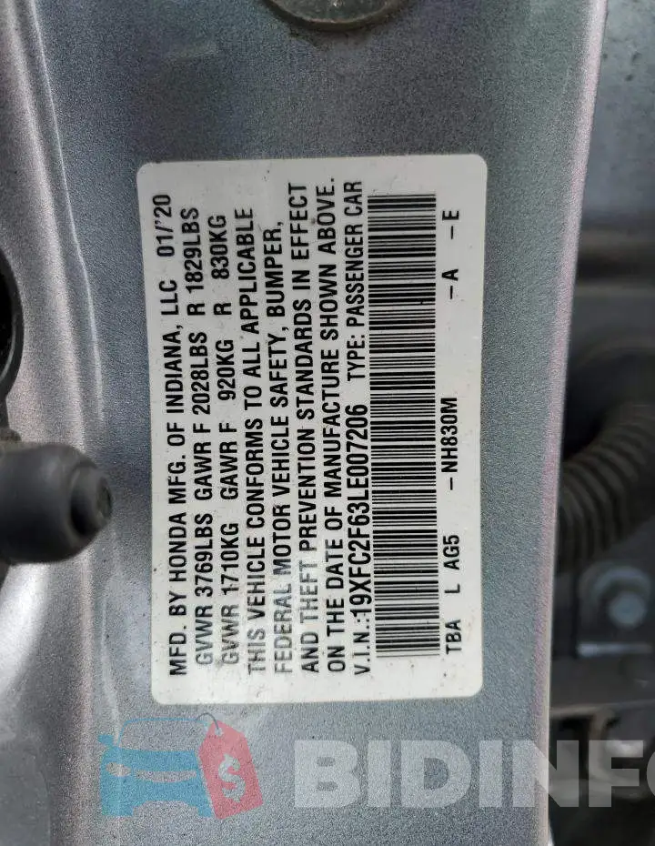 19XFC2F63LE007206 Photo# 13