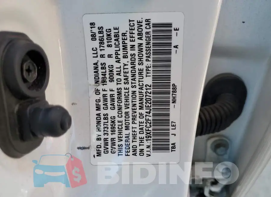 19XFC2F74JE207212 Photo# 12