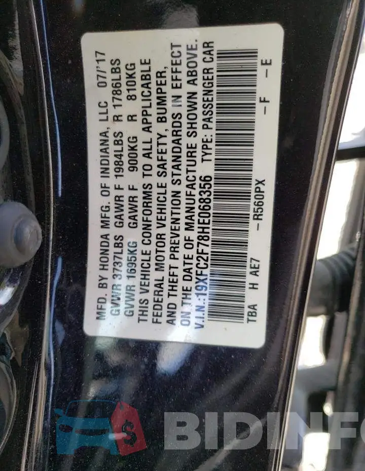 19XFC2F78HE068356 Photo# 12