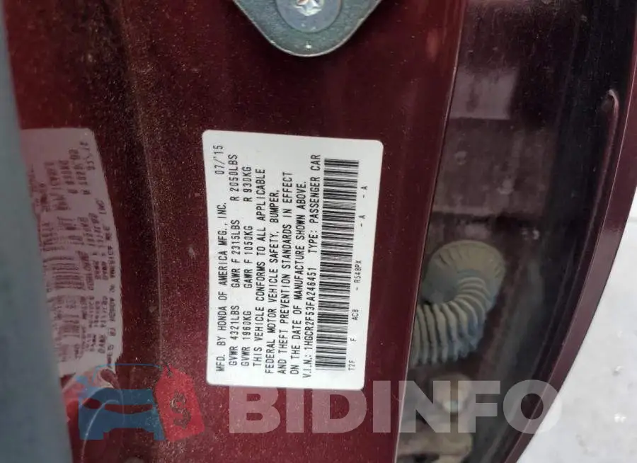 1HGCR2F53FA246451 Photo# 12