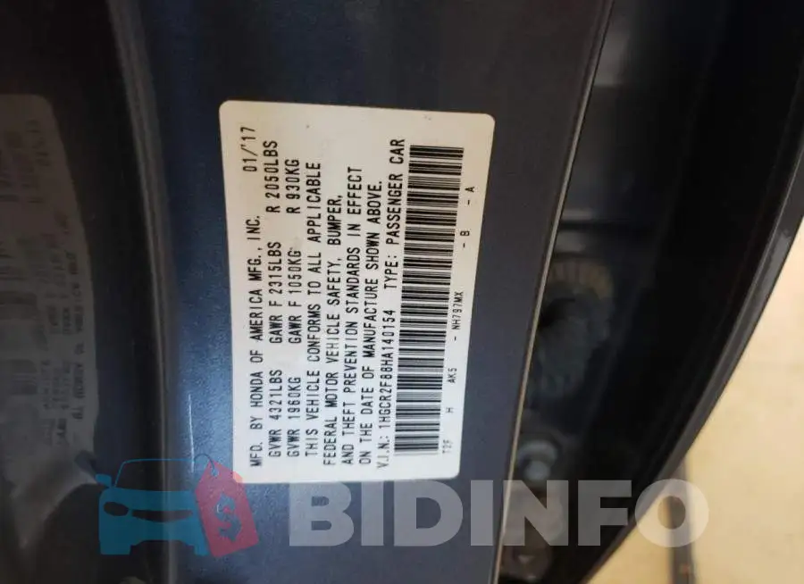 1HGCR2F88HA140154 Photo# 13