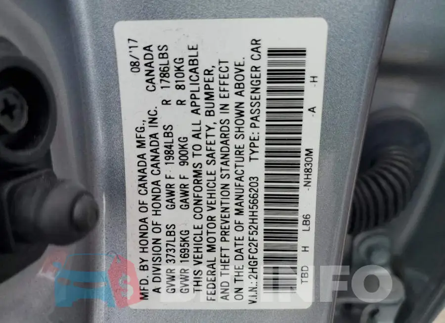 2HGFC2F52HH566203 Photo# 12