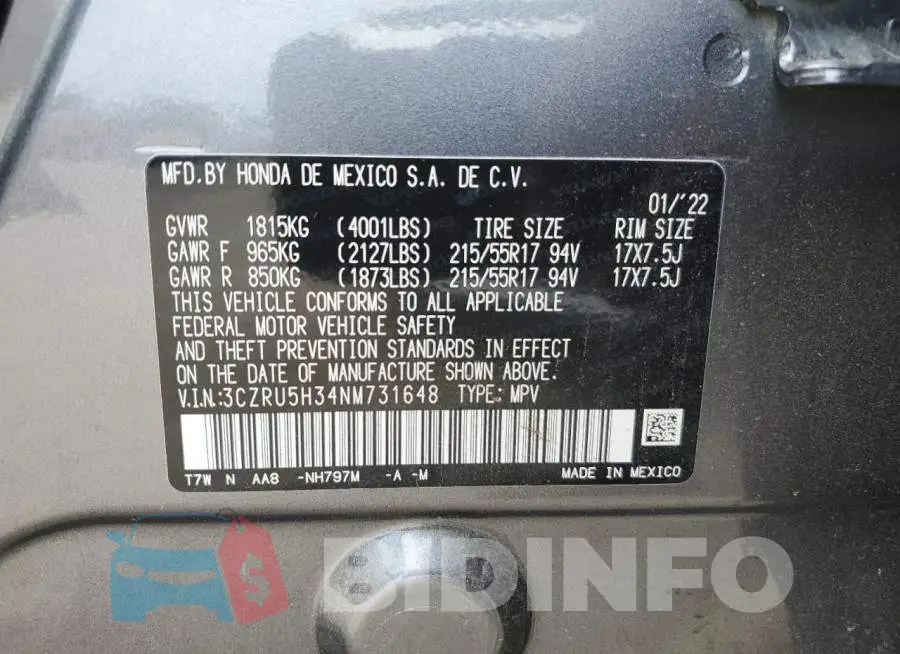 3CZRU5H34NM731648 Photo# 14