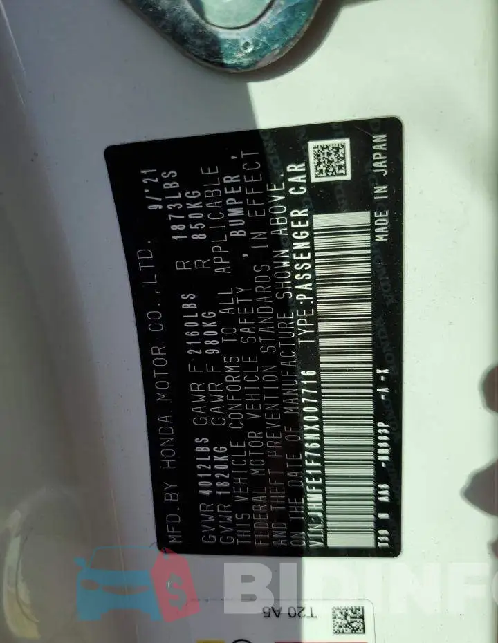 JHMFE1F76NX007716 Photo# 13