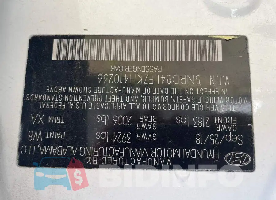 5NPD84LF7KH410236 Photo# 10