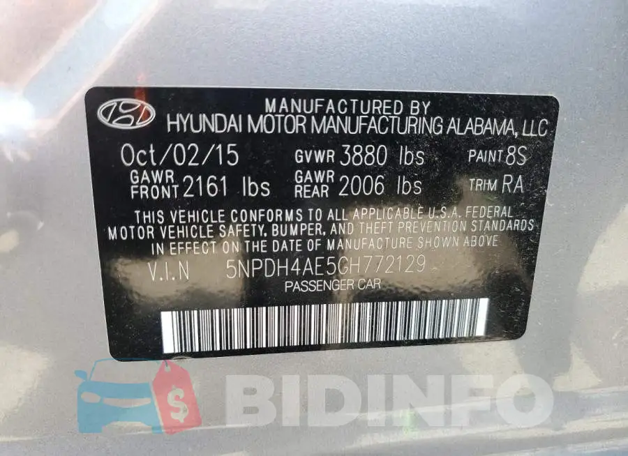 5NPDH4AE5GH772129 Photo# 12