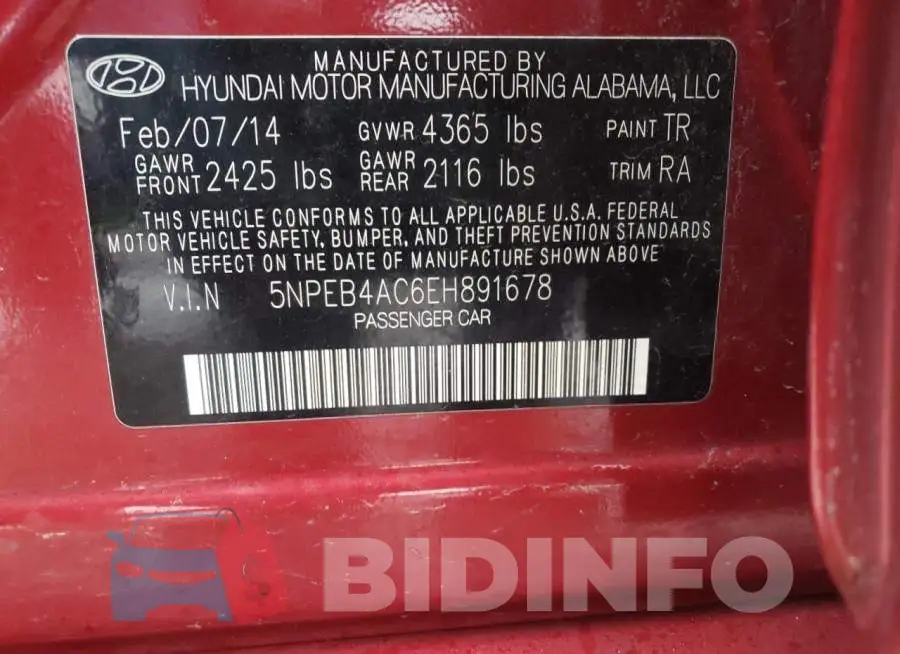 5NPEB4AC6EH891678 Photo# 12