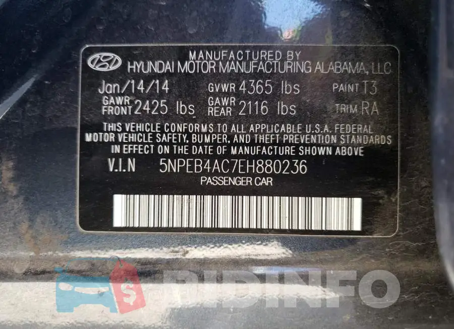 5NPEB4AC7EH880236 Photo# 12