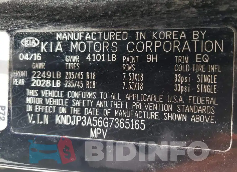 KNDJP3A56G7365165 Photo# 12