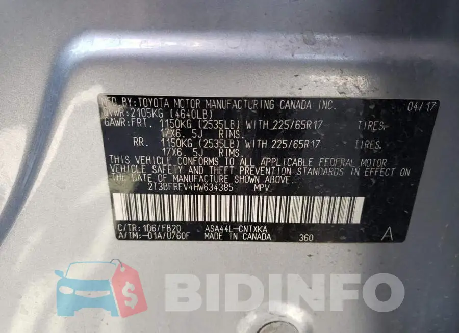 2T3BFREV4HW634385 Photo# 12