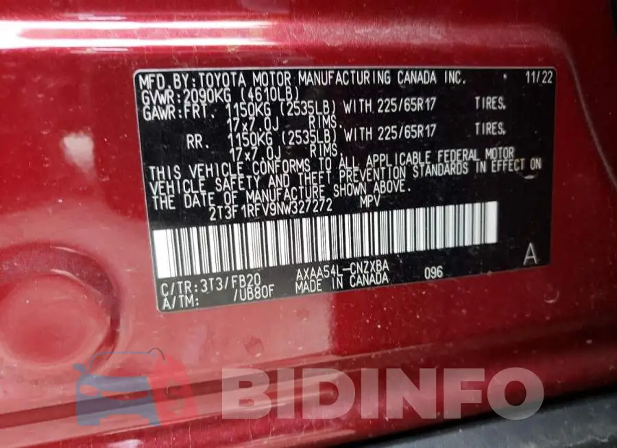 2T3F1RFV9NW327272 Photo# 13