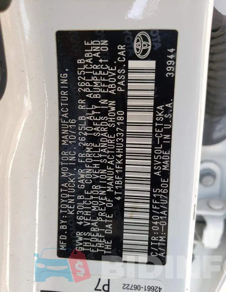 4T1BF1FK4HU337180 Photo# 12