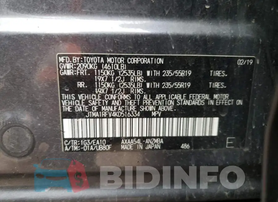 JTMA1RFV4KD516334 Photo# 12