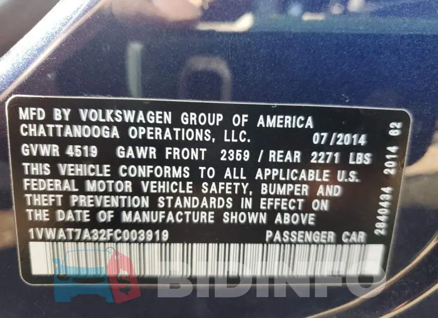 1VWAT7A32FC003919 Photo# 12