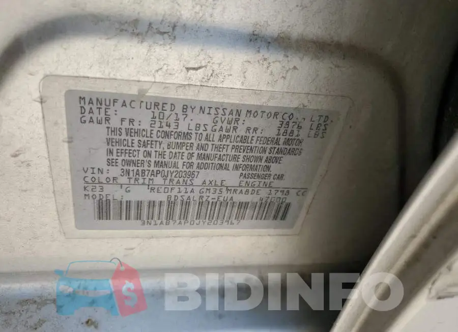 3N1AB7AP0JY203967 Photo# 12