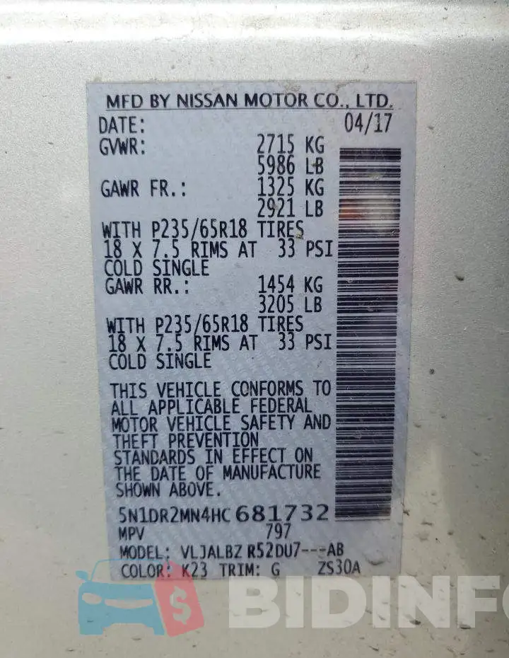 5N1DR2MN4HC681732 Photo# 14