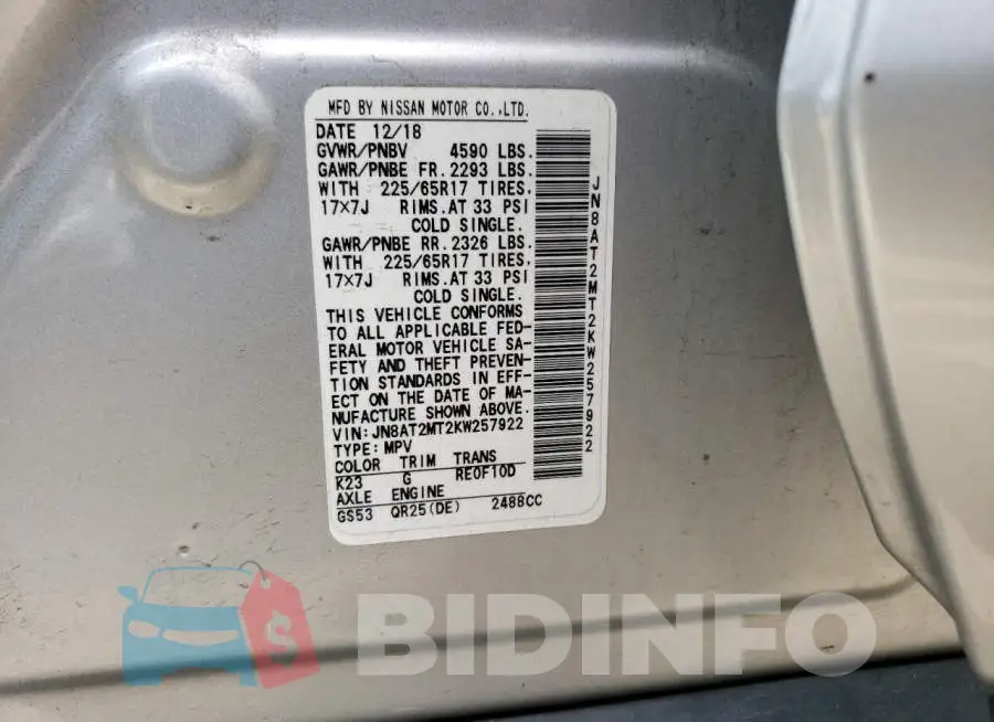 JN8AT2MT2KW257922 Photo# 13