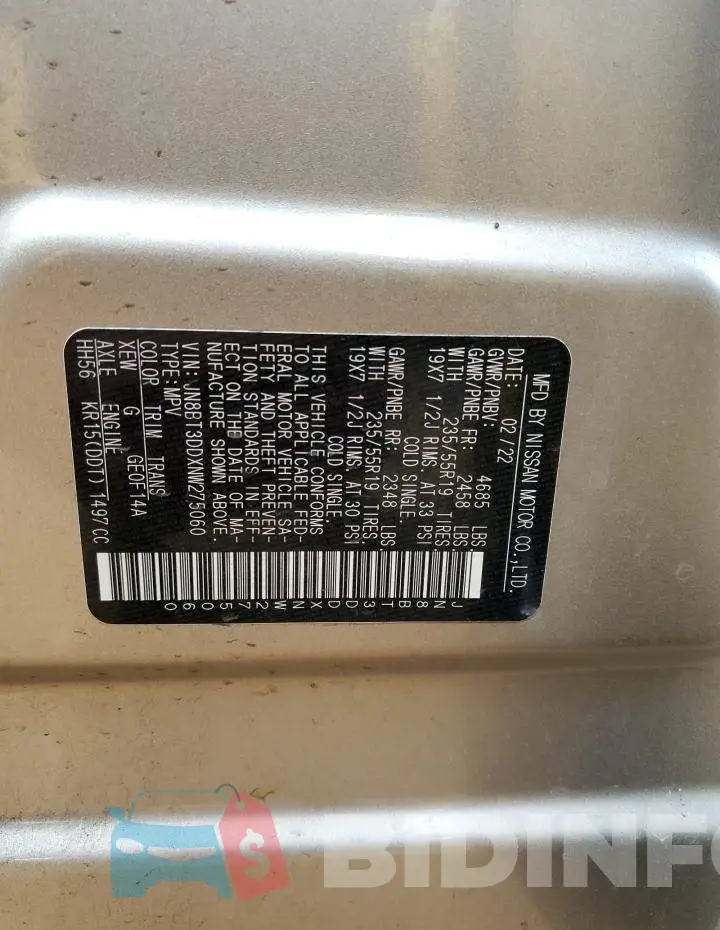 JN8BT3DDXNW275060 Photo# 13