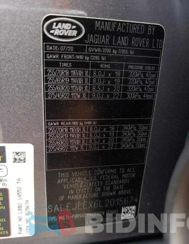 SALEJEEX6L2015674 Photo# 14