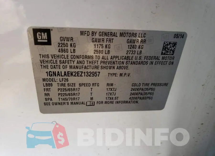 1GNALAEK2EZ132957 Photo# 13
