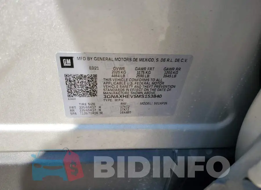3GNAXHEV5MS153840 Photo# 12