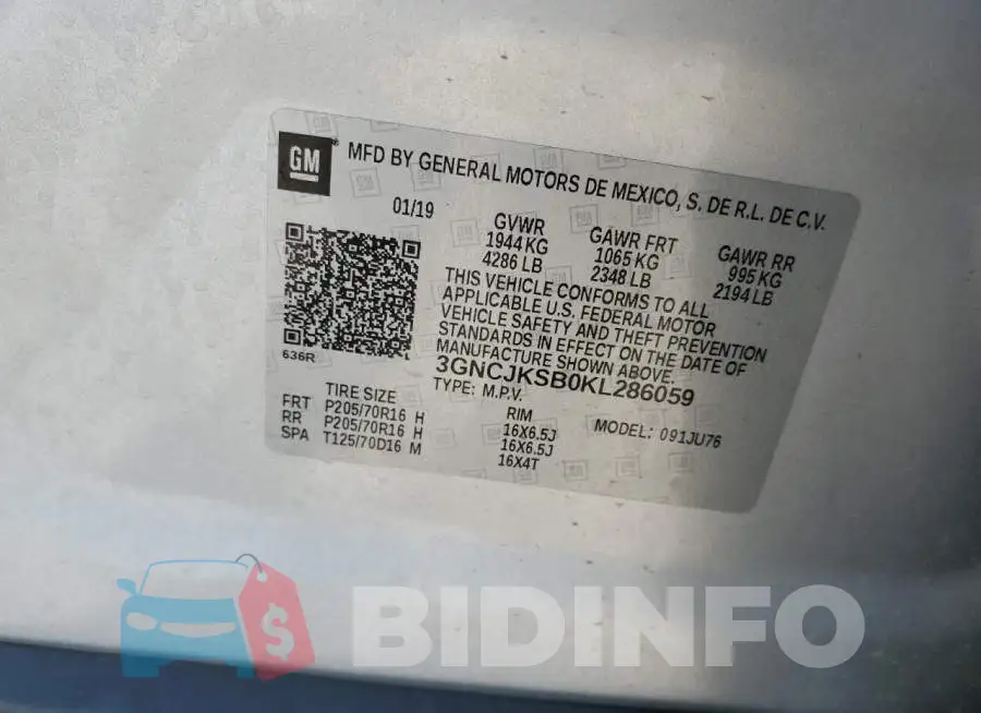 3GNCJKSB0KL286059 Photo# 13