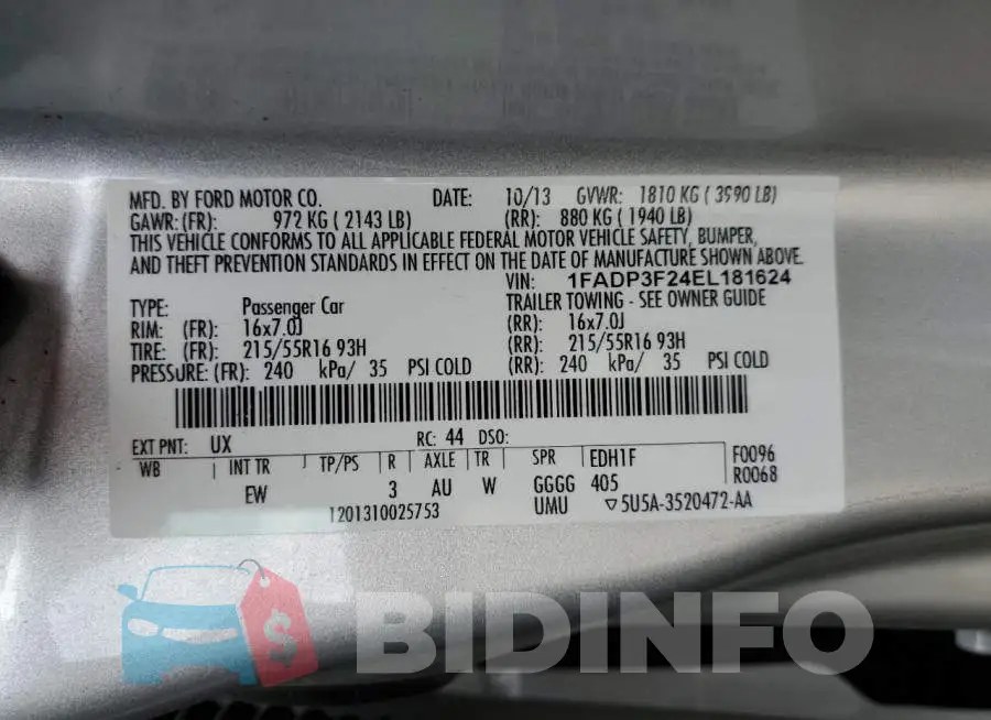 1FADP3F24EL181624 Photo# 13