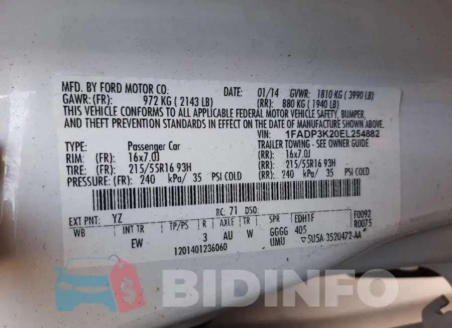 1FADP3K20EL254882 Photo# 13