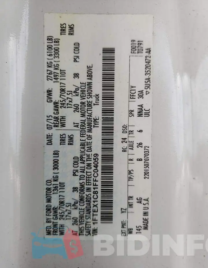 1FTEX1C81FFC04059 Photo# 12
