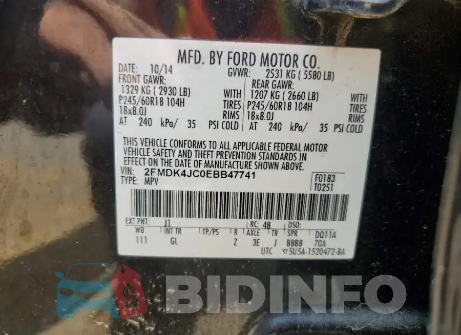 2FMDK4JC0EBB47741 Photo# 13