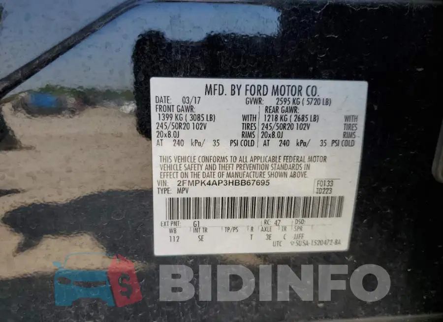 2FMPK4AP3HBB67695 Photo# 13