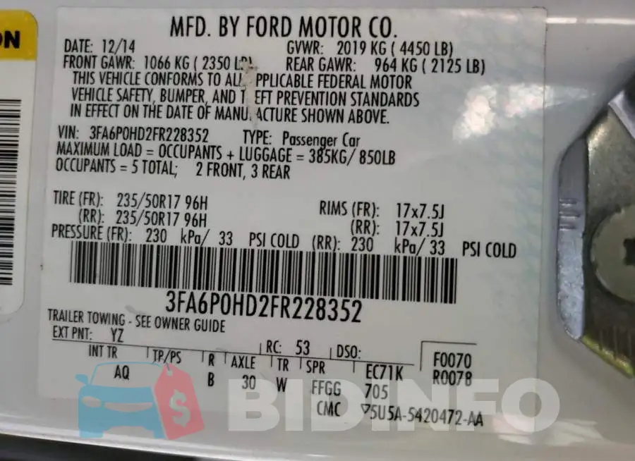 3FA6P0HD2FR228352 Photo# 12