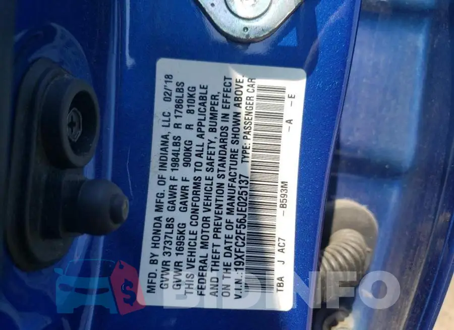 19XFC2F56JE025137 Photo# 12
