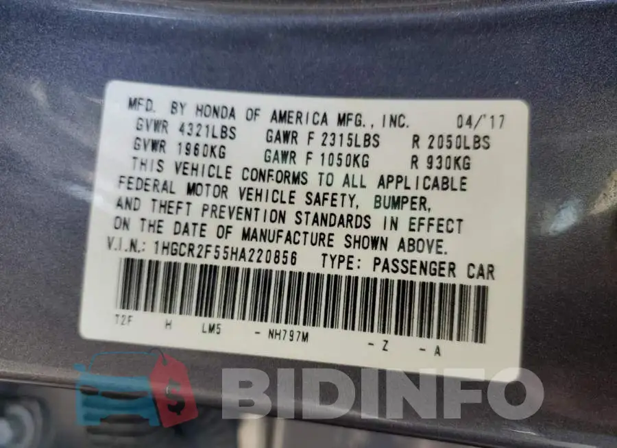 1HGCR2F55HA220856 Photo# 12