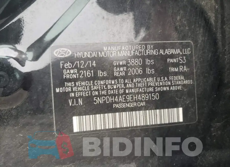 5NPDH4AE9EH489150 Photo# 12