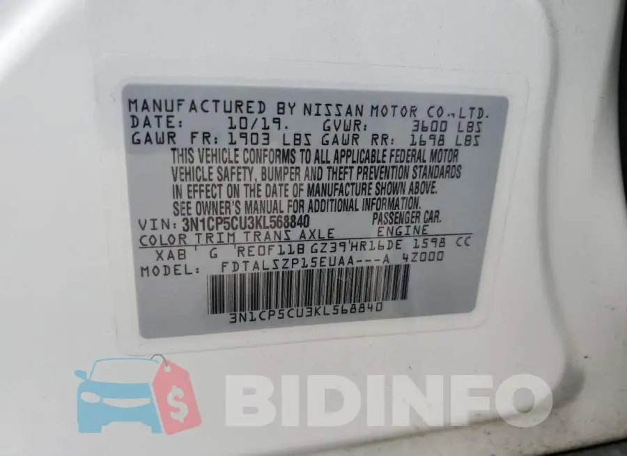 3N1CP5CU3KL568840 Photo# 14