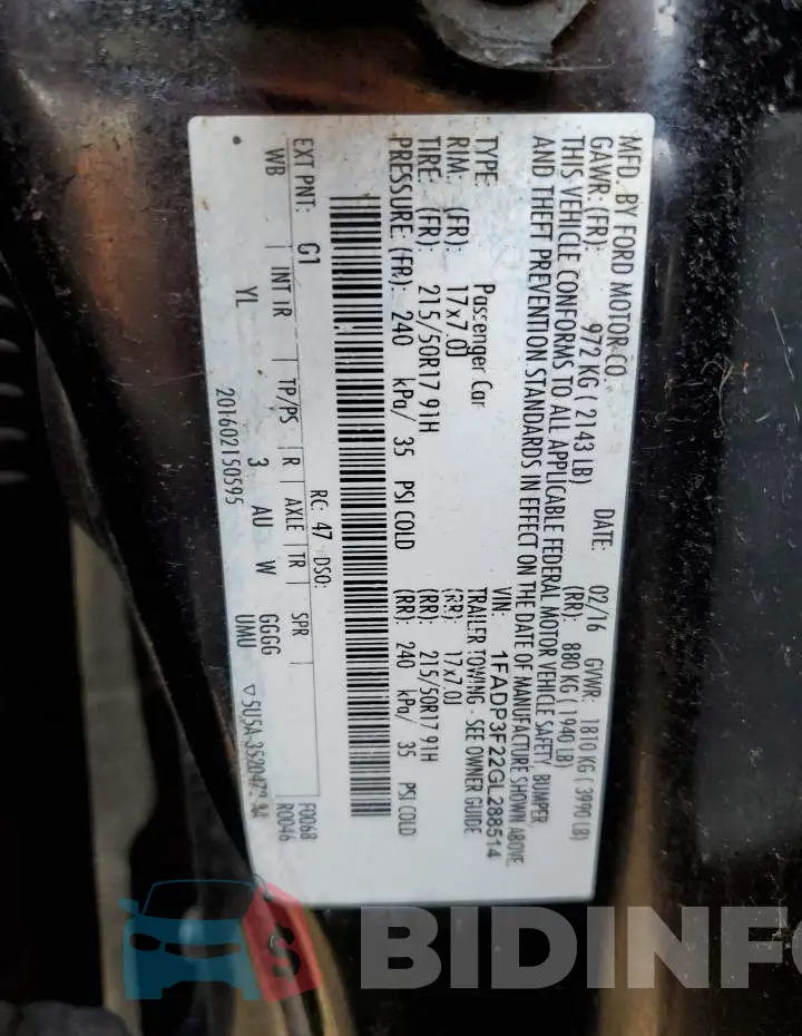 1FADP3F22GL288514 Photo# 13