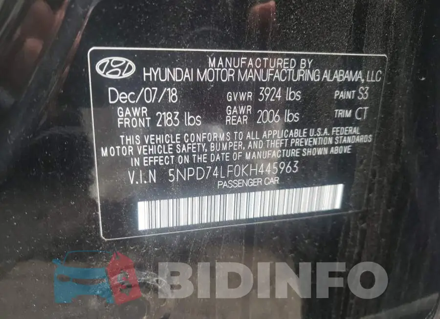 5NPD74LF0KH445963 Photo# 12
