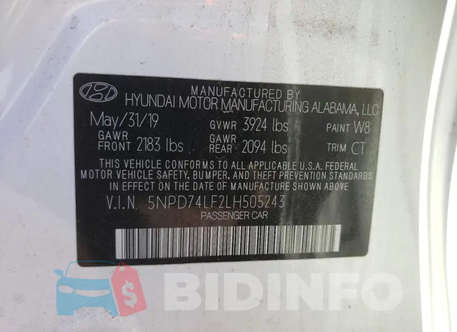 5NPD74LF2LH505243 Photo# 12