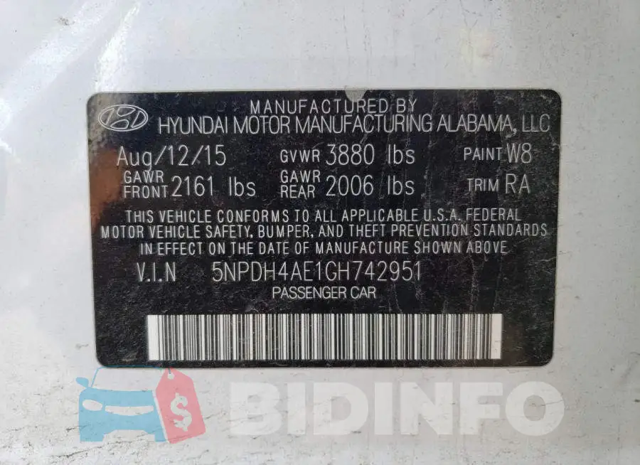 5NPDH4AE1GH742951 Photo# 13