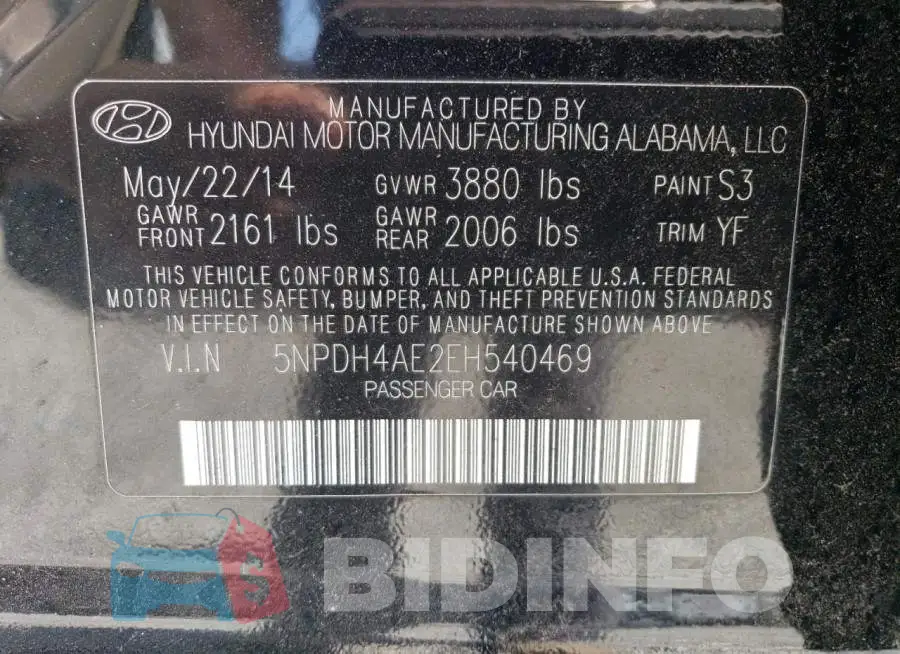 5NPDH4AE2EH540469 Photo# 13