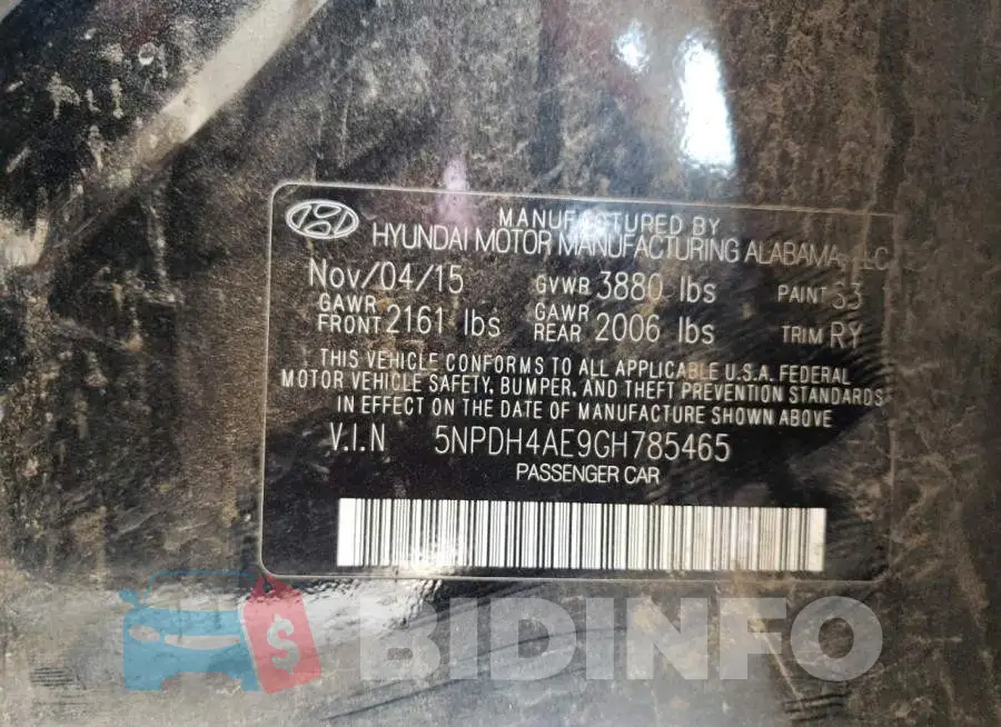 5NPDH4AE9GH785465 Photo# 12