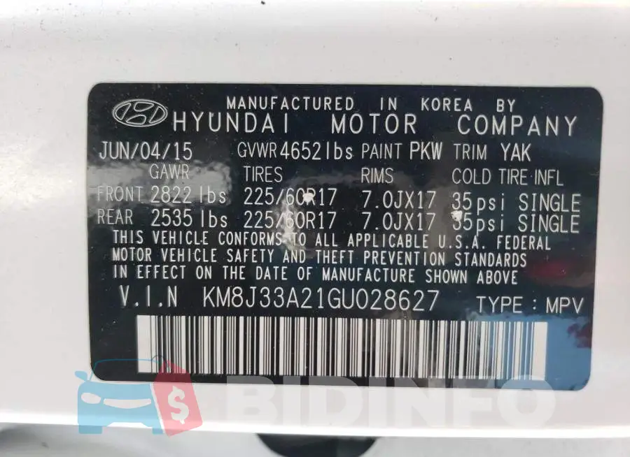 KM8J33A21GU028627 Photo# 14